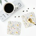 thumbnail image 3 of Bingfone Vintage Watercolor Floral A Leather Drinks Coasters with Set of 6,Suitable for Home Kitchen,Coffee Cup Coasters Home Gift, 3 of 7