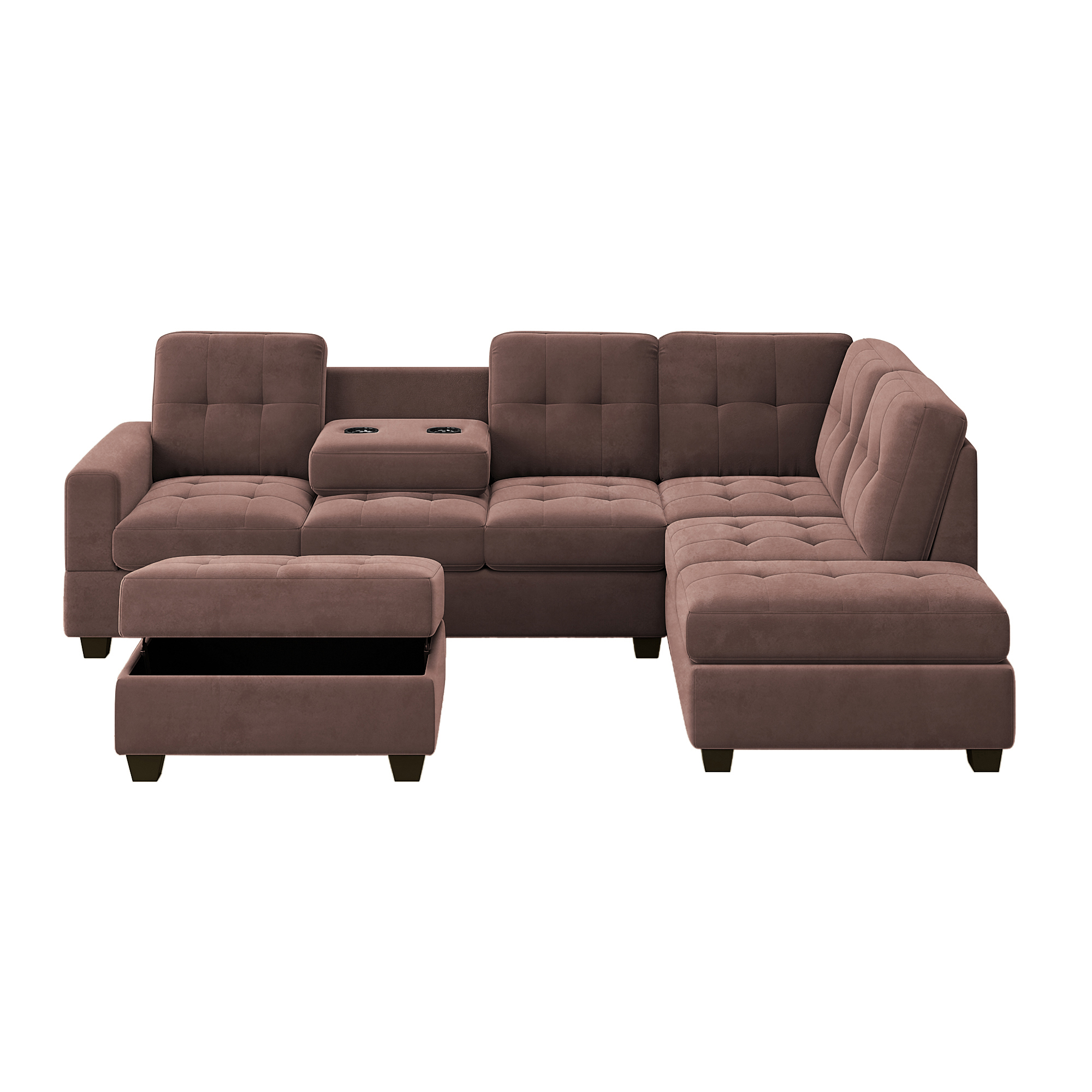 . Sectional Sofa with Reversible Chaise Lounge, LShaped Couch with