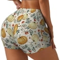 thumbnail image 2 of Kdxio Autumn Pumpkins Leaves Print Workout Shorts for Women Seamless Soft Smooth Gym Yoga Scrunch Active Shorts, 2 of 9