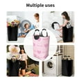 thumbnail image 6 of Waterproof Collapsible Laundry Hamper, Pink Floral Heart Pattern Aluminum Handle Laundry Bag, 50L, 6 of 6