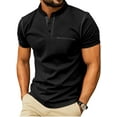 thumbnail image 3 of GIRUNS Mens Henley Shirts Short Sleeve Casual Classic Cotton T-Shirts Pocket Button Tees Black S, 3 of 6