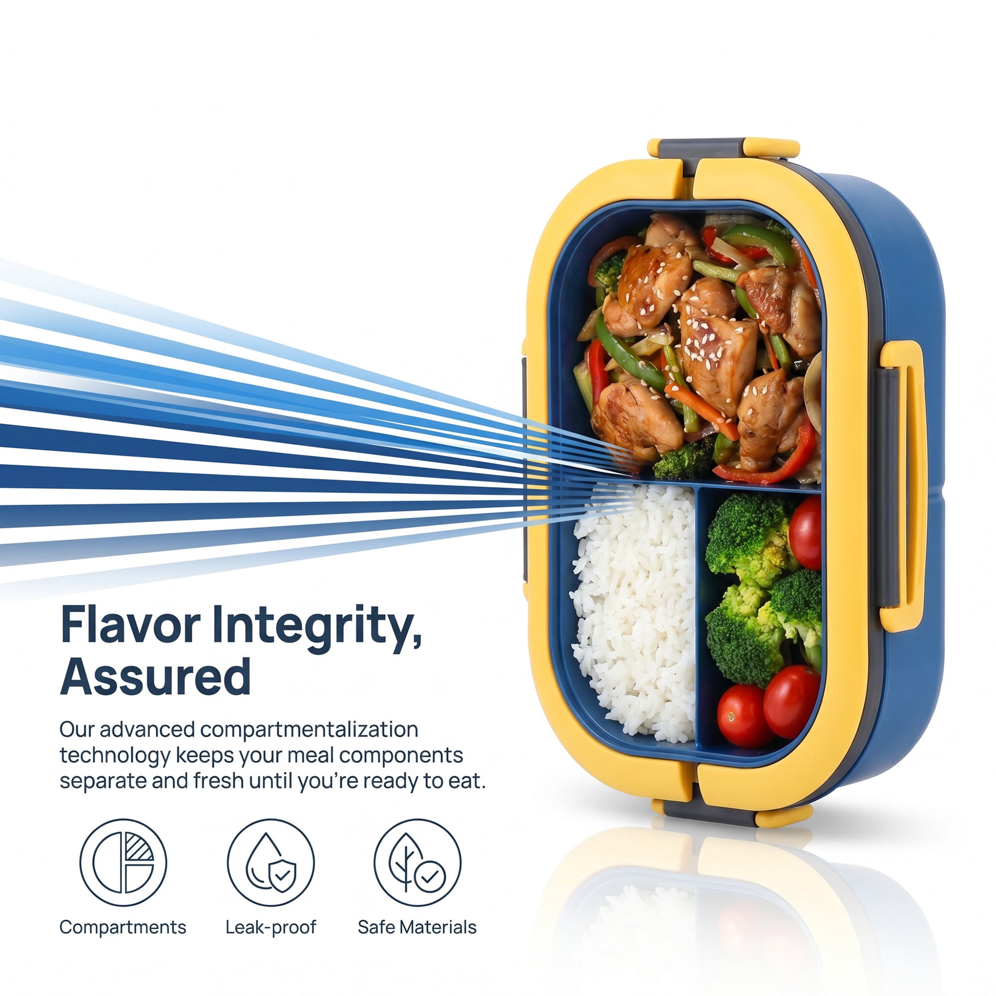 Unique Bargains Double-Layer Leak-Proof Meal Lunch Bento Box Blue