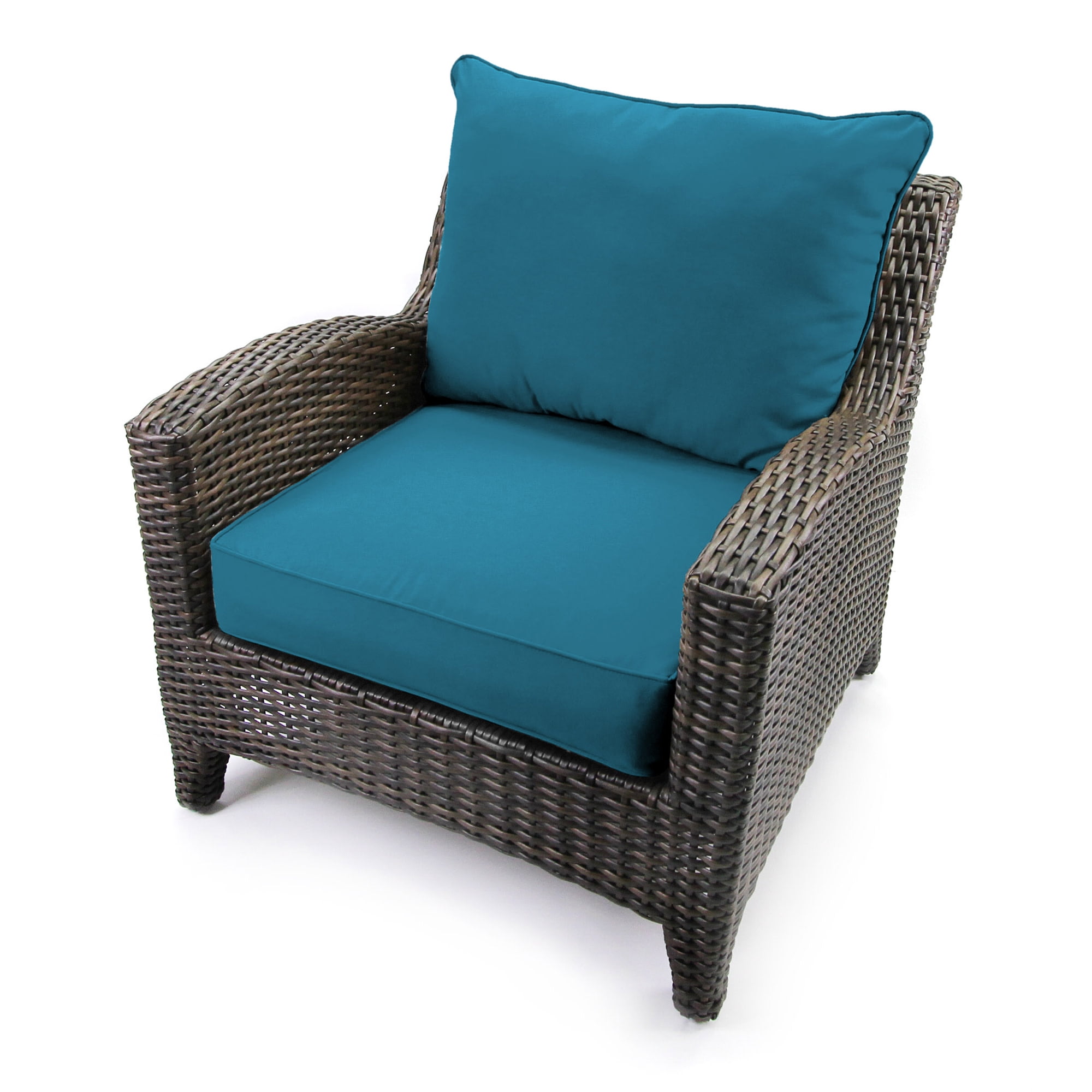 Jordan Manufacturing 46.5" x 24" Fresco Peacock Teal Solid Rectangular Outdoor Deep Seat Chair Cushion Set with Welt