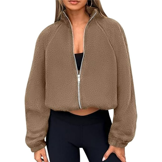 Chaquetas de Invierno para Mujer, de Forro , Larga, con Cremallera, , Cálidas, Estilo Otoño, para Hacer Ejercicio Color Camello M