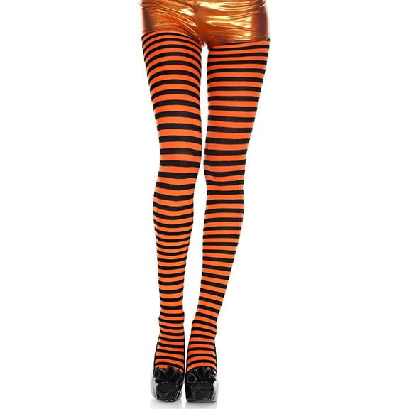 TELOLY Women'S Opaque Striped Tights Red and Black Striped Socks