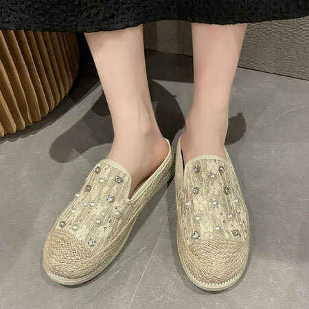 

absuyy Womens Flats Shoes- Casual Fashion Comfy Mesh Breathable Shoes Beige Size 38