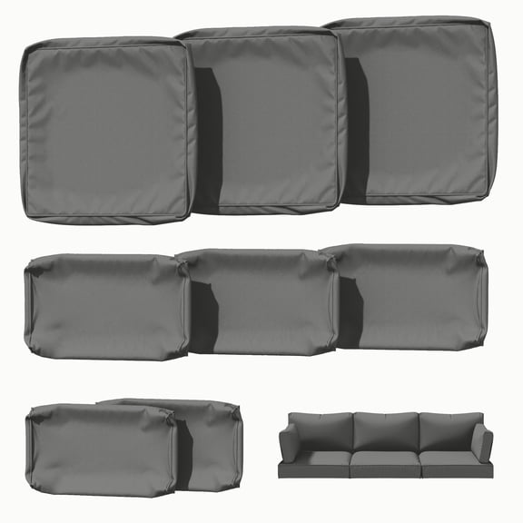 Kimunuk 8 Pcs Outdoor Cushion Covers for Patio Furniture, Washable Outdoor Cushion Slipcovers Replacement with Zipper for 3 Seat Rattan Sofa, Light Gray