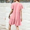 thumbnail image 3 of Xyxonk Summer Dresses for Womens Short Sleeve Flowy Swing Tunic Dresses Cute Casual Solid Color Crewneck Beach Vocation Dresses Pink M, 3 of 4
