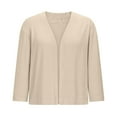 thumbnail image 3 of Fartey Women's 3/4 Sleeve Shrugs Cardigan Lightweight Cropped Tops Fall Knitted Open Front Business Casual Solid Color Work Cardigans Beige XXL, 3 of 7