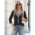 thumbnail image 6 of Zeagoo Womens Blouses 3/4 Sleeve V Neck Flounce Shirts Casual Dressy Tunic Tops Summer Fall Fashion Clothes, 6 of 8