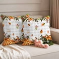 thumbnail image 2 of Orange Yellow Pumpkin Fall Outdoor Waterproof Pillow Covers, Thanksgiving Leaves Grey Plaid Decorative Square Throw Pillowcase Sofa Cushion Sham for Patio/Couch/Chair, 26"x26" 2 Pack, 2 of 8