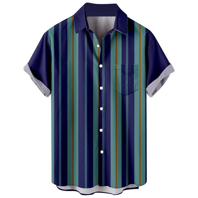 Camisas Para Hombre Manga Corta Camisa de manga corta con estampado digital 3d de ocio de tendencia de moda de playa de turismo de vacaciones de verano para hombres (Green, M)