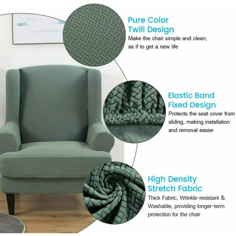 SHANNA Wingback Chair Slipcover Sofa Furniture Protector 2 Piece Armchair Covers with Seperate Seat Cushion Cover