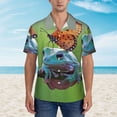 thumbnail image 2 of Sikiie Butterfly Landing On Head Dumpy Frog Print Men's Hawaiian Shirt, Summer Beach Button Pocket Short Sleeve T-Shirt,Large, 2 of 7