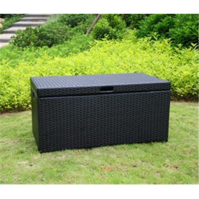 Outdoor Black Wicker Patio Furniture Storage Deck Box