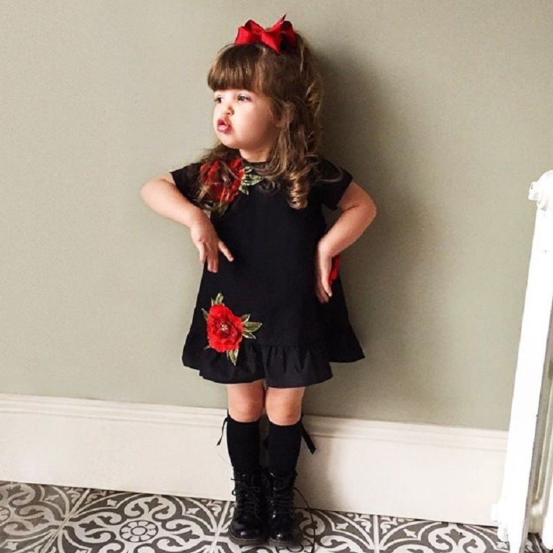 Fashion Infant Baby Girls Black Floral Dress Sundress Holiday Skirts Set Girls Outfits Walmart