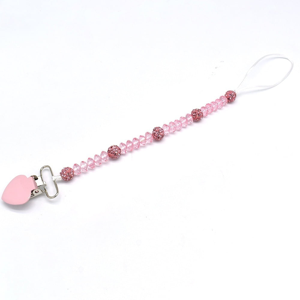 Infant Baby Crystal Pacifier Holder Clip Chain Dummy Nipple Teether Strap Q 