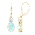 thumbnail image 3 of Womens Ethiopian Opal Drop Earrings with Moissanite - 2 Carat - AAA Grade, 18K Yellow Gold, 3 of 7