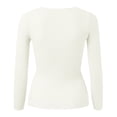 thumbnail image 5 of DHFJKG Womens V Neck Front Knotted Ribbed Sweater Slim Fit Solid Color Long Sleeve Bottoming Shirt Casual Classic Jumper Tops, 5 of 6