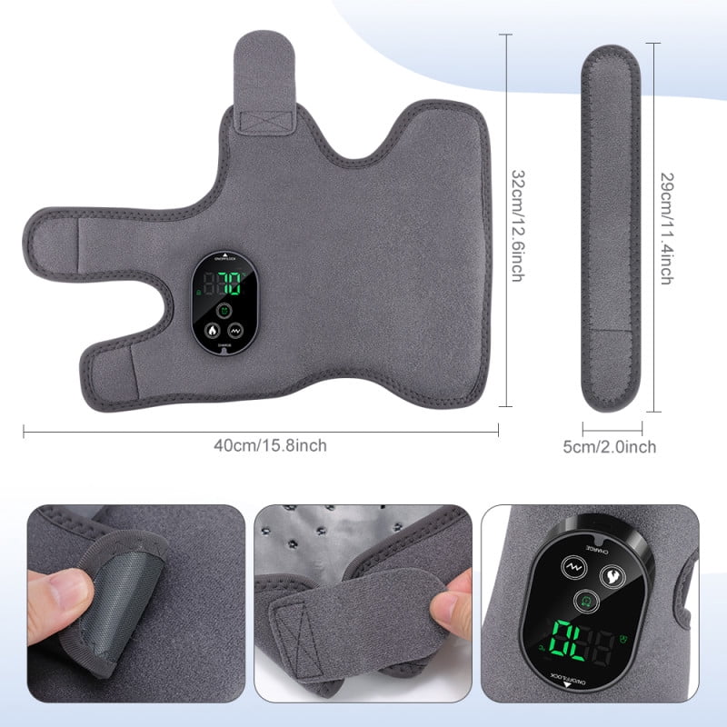 Ankle Massager,3-in-1 Wearable Heating & Vibration Massager for Feet, Ankles, and Arms | Reusable Heating Pad Brace for Home(Gray)