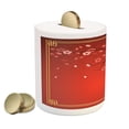 thumbnail image 2 of Valentine's Day Piggy Bank, Flowering Branch of a Cherry Tree in Spring with Traditional, Ceramic Coin Bank Money Box for Cash Saving, 3.6" X 3.2", Marigold Coral Red, by Ambesonne, 2 of 4