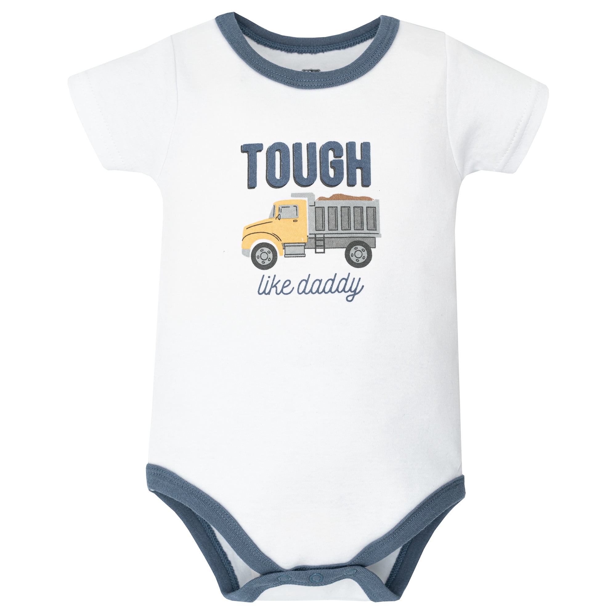 Hudson Baby Boy Cotton Bodysuit, Shorts and Shoe Set, Blue Construction Truck, 6-9 Months
