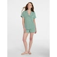 thumbnail image 5 of Joyspun Women's Dreamy Soft Collection Notch Collar Top and Shorts Pajama Set, 2-Piece, Sizes XS-3X, 5 of 6