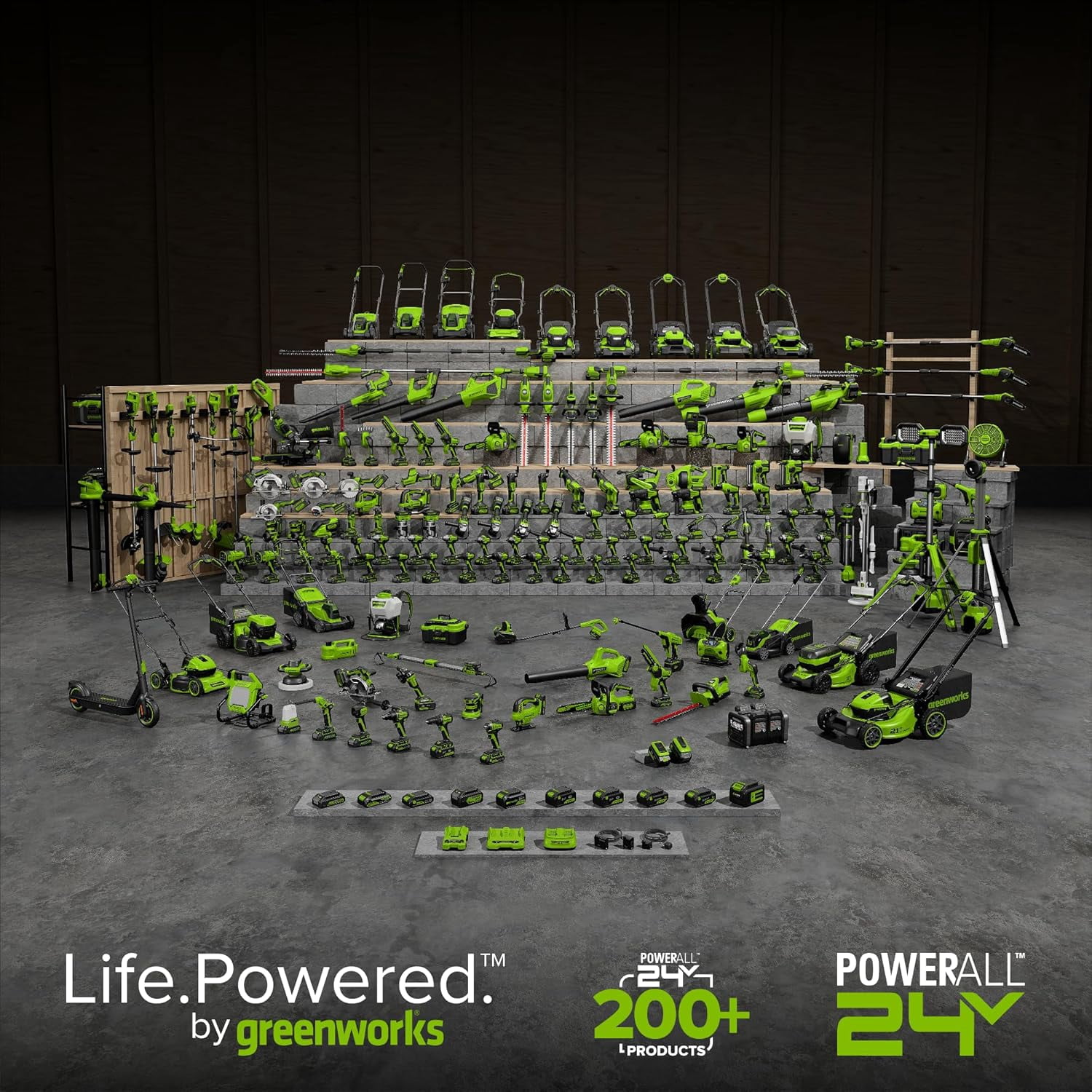 Greenworks 24V 13" Brushless String Trimmer, 2-in-1 Trimmer/Edger, Auto-Feed, 4.0Ah Battery, 65W Type-C Charger, 10 Blades, 5.51lbs (Without Battery), 3-Year Warranty, Powers 200+ Tools