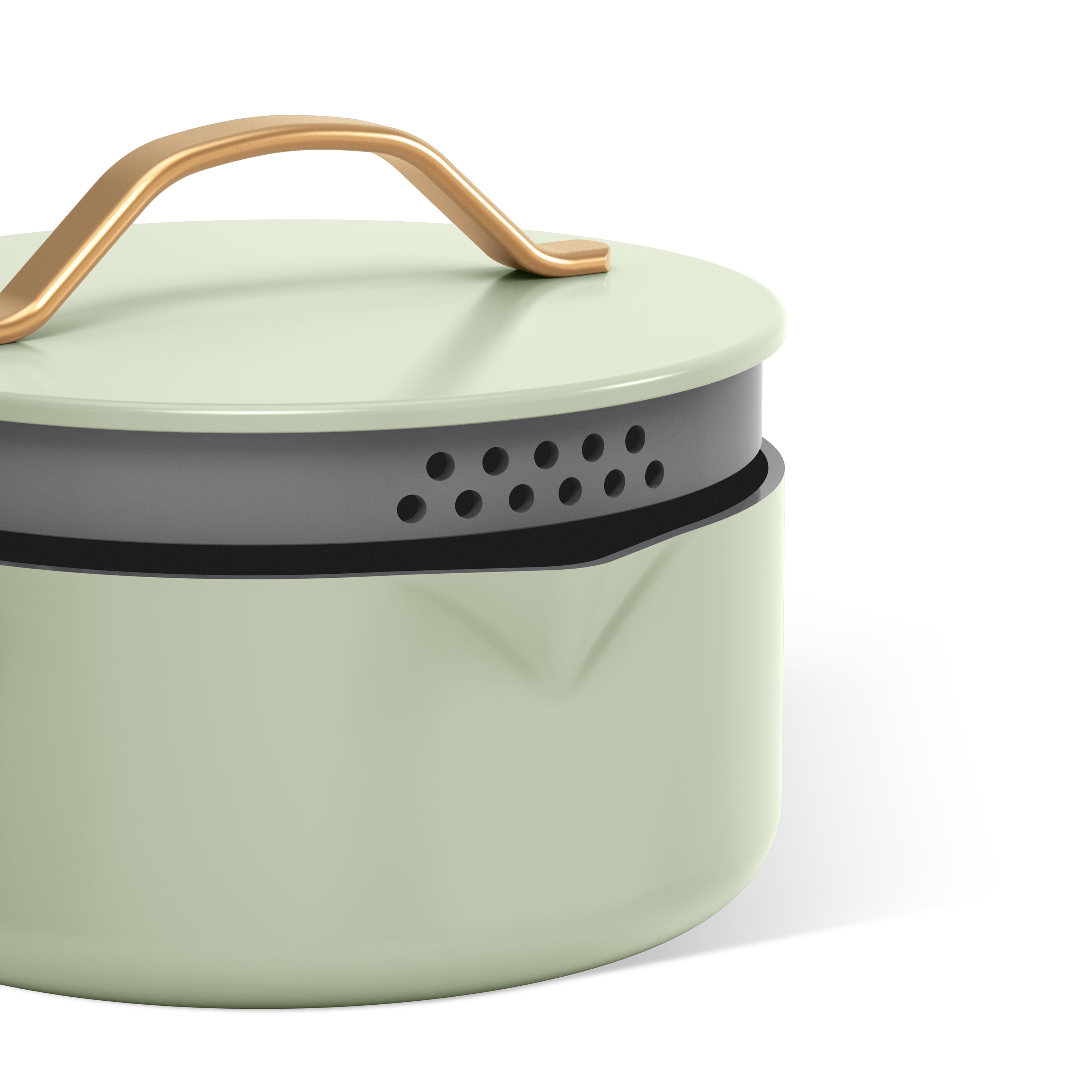 Beautiful 5 Quart Ceramic Non-Stick Dutch Oven with Strainer Lid, Sage Green by Drew Barrymore