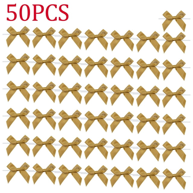 ABPWLY Magic Wand Ornament 50Pc Set Christmas Tree Satin Bow Pre Tied Ribbon Gift Craft Lightweight Flexible Stick Holiday Favor Napkin Ring Stocking Topper Polyester 50Pc 8in