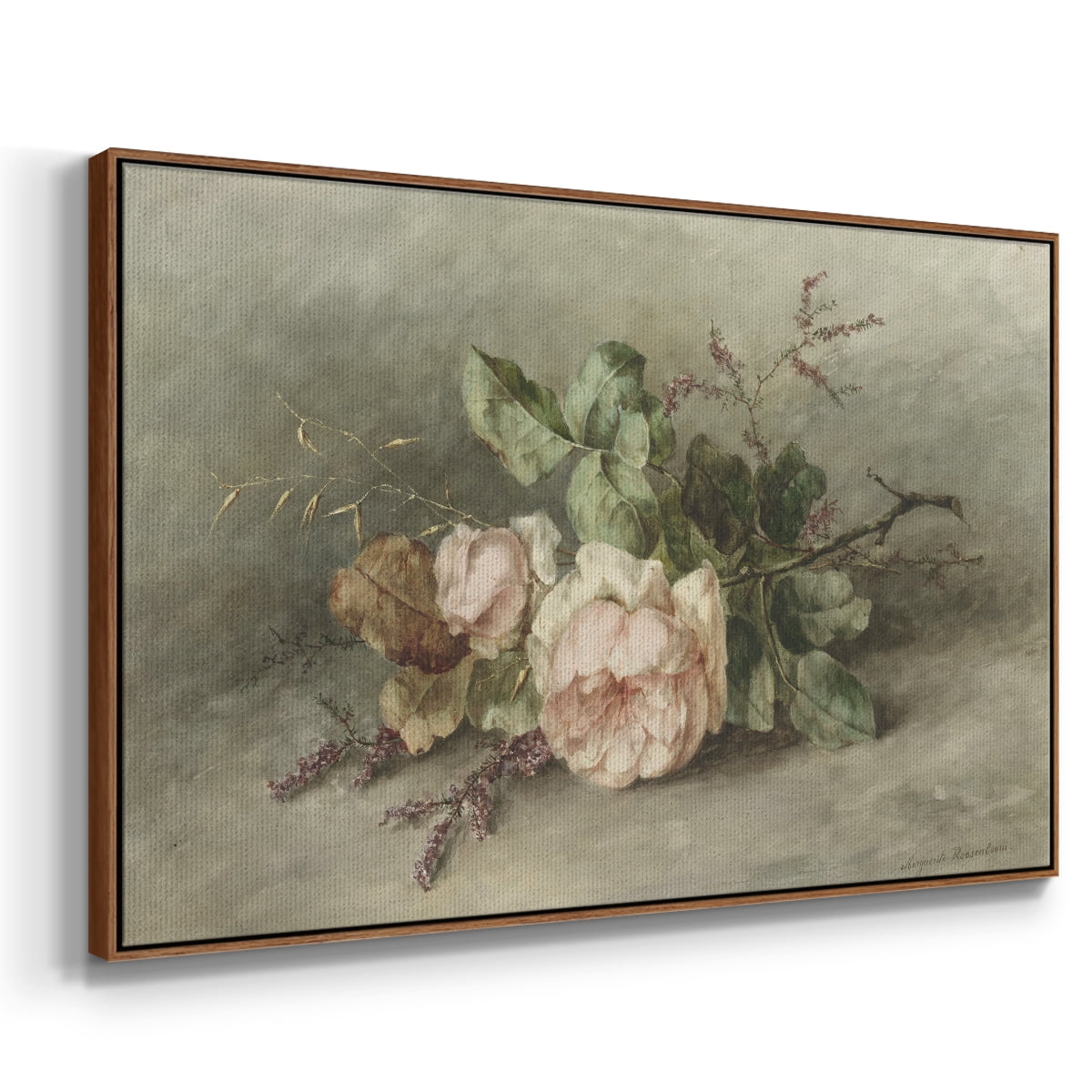 Vintage Botanical Print-XXXVII By Wexford Home Framed in Walnut Wood Gallery Wrapped Canvas 17 in. x 25 in.