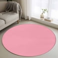 thumbnail image 2 of Pink Large Area Rugs for Bedroom Living Room, Soft Non Slip Carpet Bedside Rug, Pure Pink Round Floor Cover Kitchen Accent Rug 3.3' for Dining Room/Office, 2 of 9