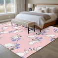 thumbnail image 5 of Easter Bunny 5'x8' Area Rug for Living Room, Spring Purple Flower Rustic Rabbit Pink Washable Non-Slip Rugs for Bedroom Nursery Dining Room, StainResistant Low-Pile Kitchen Carpet Large Entryway Rugs, 5 of 9