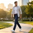 thumbnail image 2 of DENTOYOU Men's Regular Straight Fit Jean Pants Comfort Flex Waist Denim Jeans Blue 38, 2 of 7