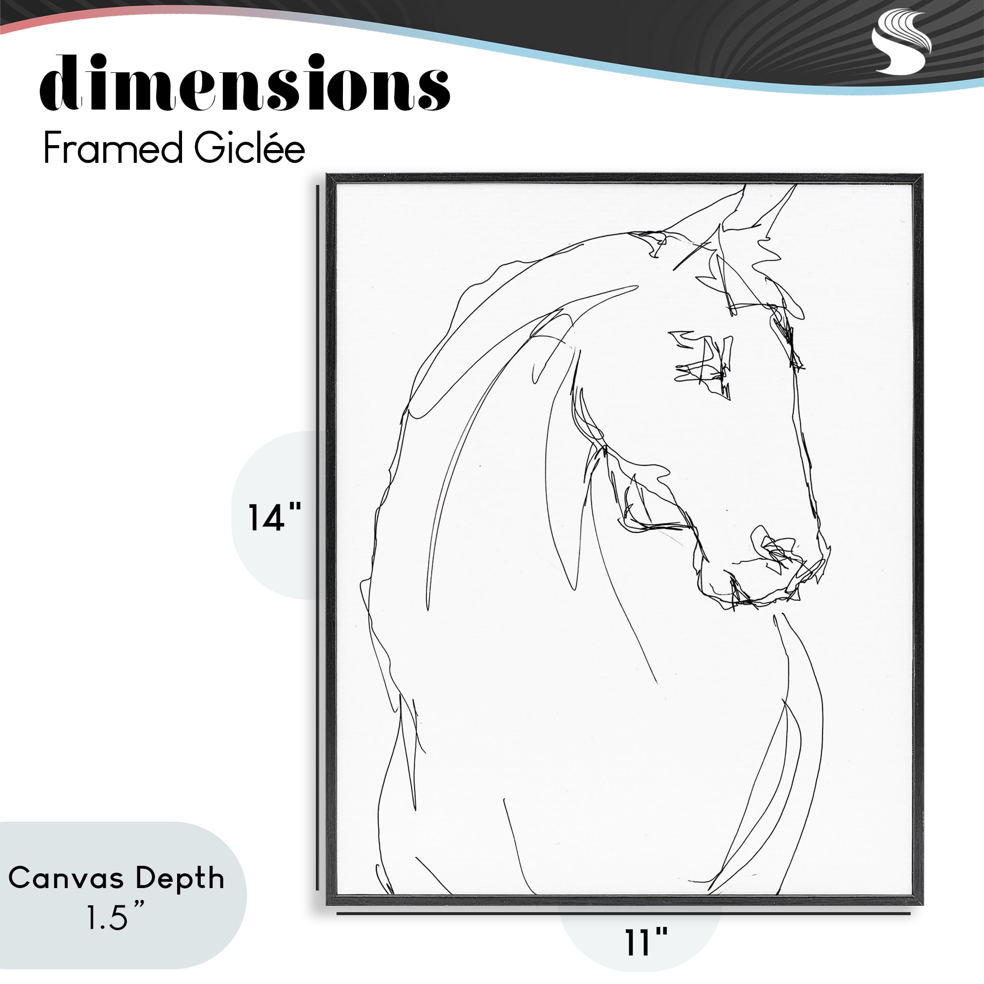 Stupell Industries Sketched Horse Contour Black Framed Giclee Art, design by Lorenzo Collective