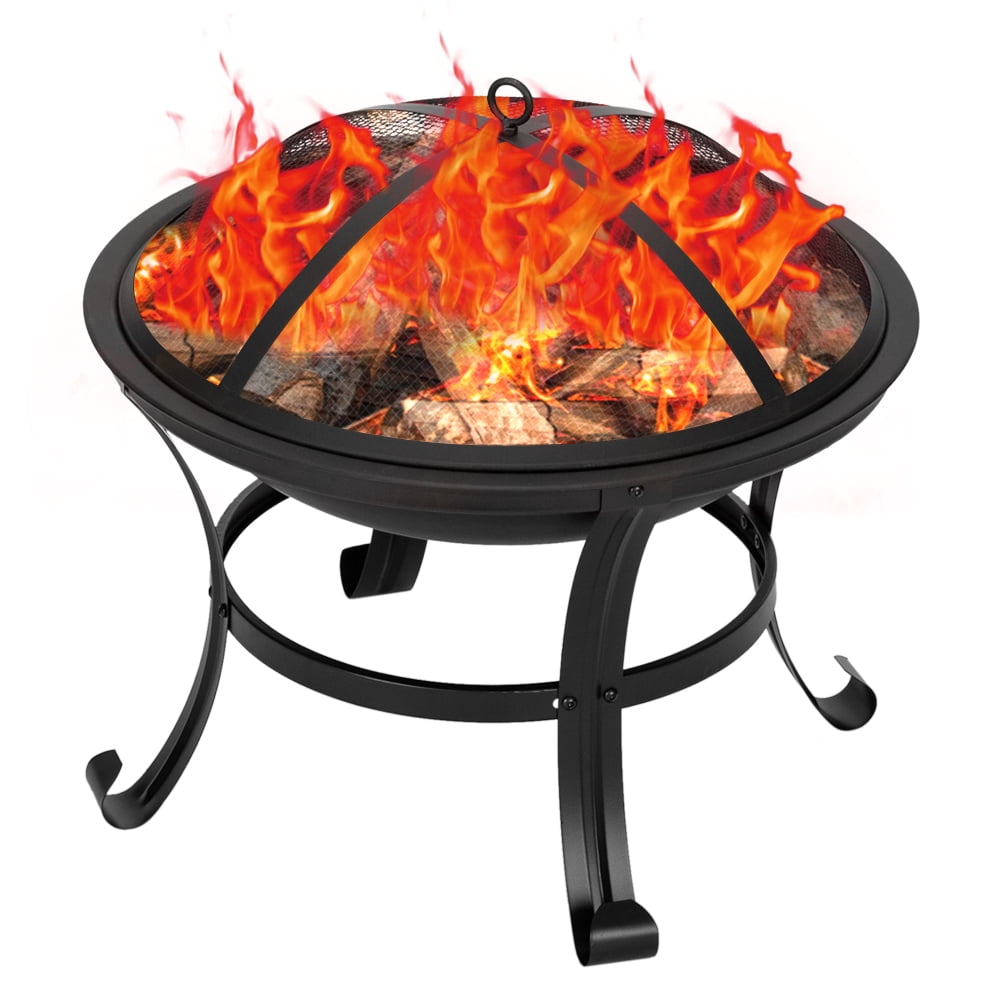Private Jungle 22" Curved Feet Iron Brazier Wood Burning Fire Pit Decoration for Backyard Poolside,Black Private Jungle 22" Curved Feet Iron Brazier Wood Burning Fire Pit Decoration for Backyard Poolside,Black