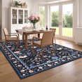 thumbnail image 4 of Haperlare 8'x10' Farmhouse Floral Area Rug Vintage Indoor Carpet with Non Slip Backing, Washable Rug Soft Printed Foldable Floor Mat for Living Room Bedroom Home Office, Gray Blue, 4 of 8