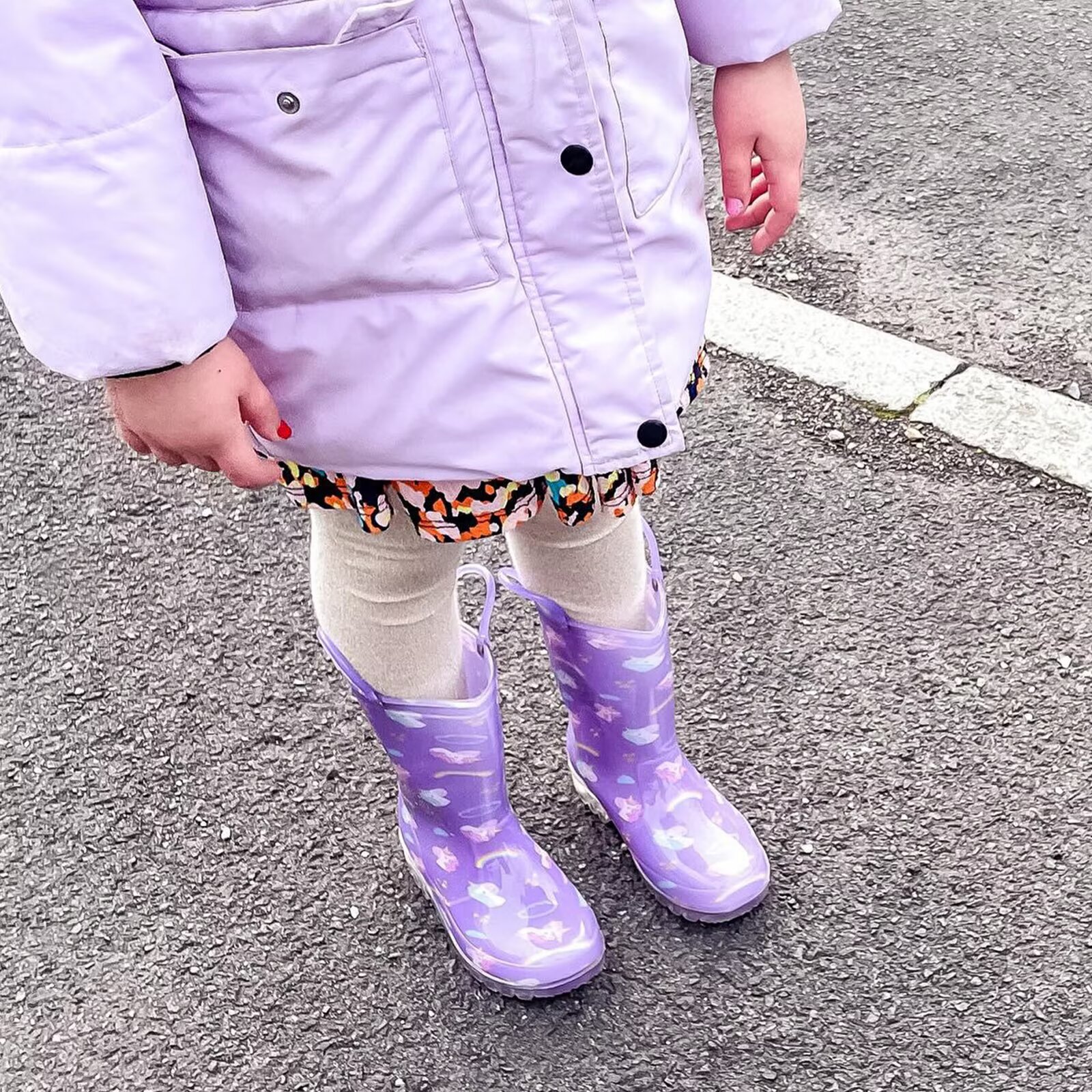 FUNCOO PLUS Toddler Kids Rain Boots Girls Light Up Waterproof Boots with Handles, Purple, Size 8