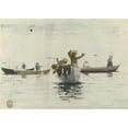 thumbnail image 2 of Winslow Homer 14x11 Black Ornate Wood Framed Double Matted Museum Art Print Titled: Four Rowboats with Children (1880), 2 of 5