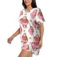 thumbnail image 2 of Lsque Sloth with Donuts1 Women's Short-Sleeved Pajama Set - 2 Piece Soft and Lightweight Sleepwear Set-X-Large, 2 of 9