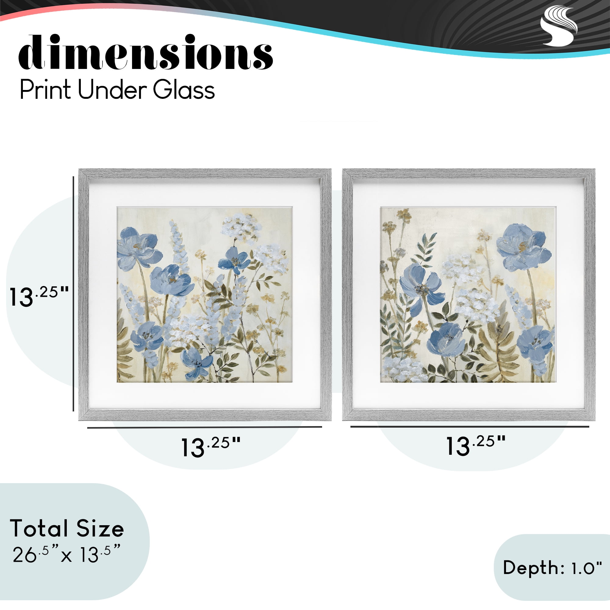 Stupell Industries Blue Peaceful Garden 2 Piece Gray Framed Print Under Glass Set, design by Lanie Loreth
