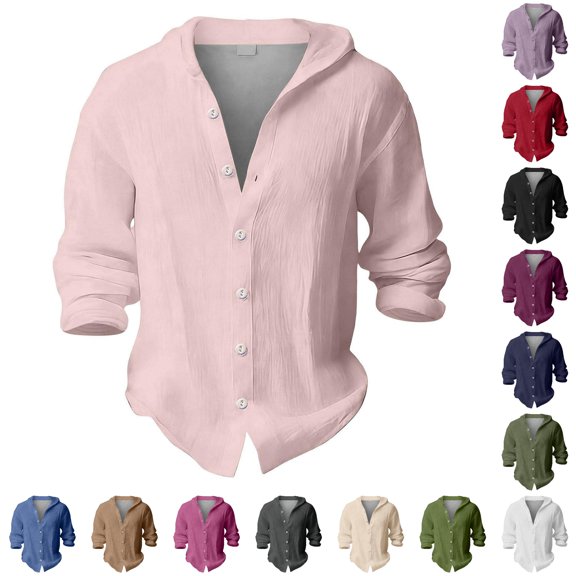 RMGVDSD Boys Long Sleeve Hooded Shirts Casual Button Down Shirts Summer Breathable Solid Color Beach Shirt Tosp For Kids 10-11 Years