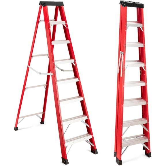 Ladder 8-Foot Fiberglass Step Ladder, 500-Pound Load Capacity, Type IAA, Folding Platform Ladders for Home 8ft