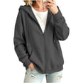 thumbnail image 5 of Womens Zip Up Hoodies Soft Full Zip Hoodie Hoodies for Women Long Sleeve Cozy Fleece Fall Outfits Workout Clothes Mama Sweatshirt Oversized Sweatshirts Fashion Hoodies & Sweatshirts Dark Gray L, 5 of 9