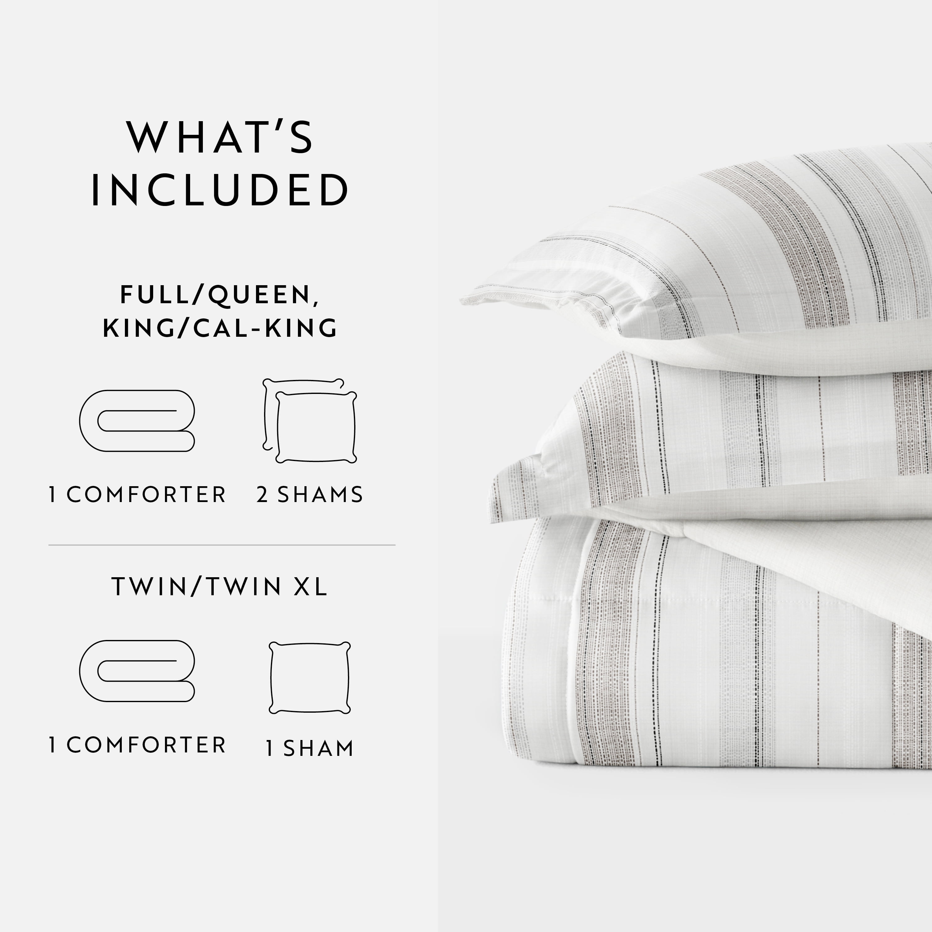 Noble Linens Down Alternative Vertical Stripe Dune Reversible Comforter Set