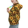 thumbnail image 2 of Honeii Yellow Black Plaid Sunflower Pattern Womens Oversized Hoodies Long Sleeve Sweatshirts Pullover Fall Outfits with Pocket-Large, 2 of 7