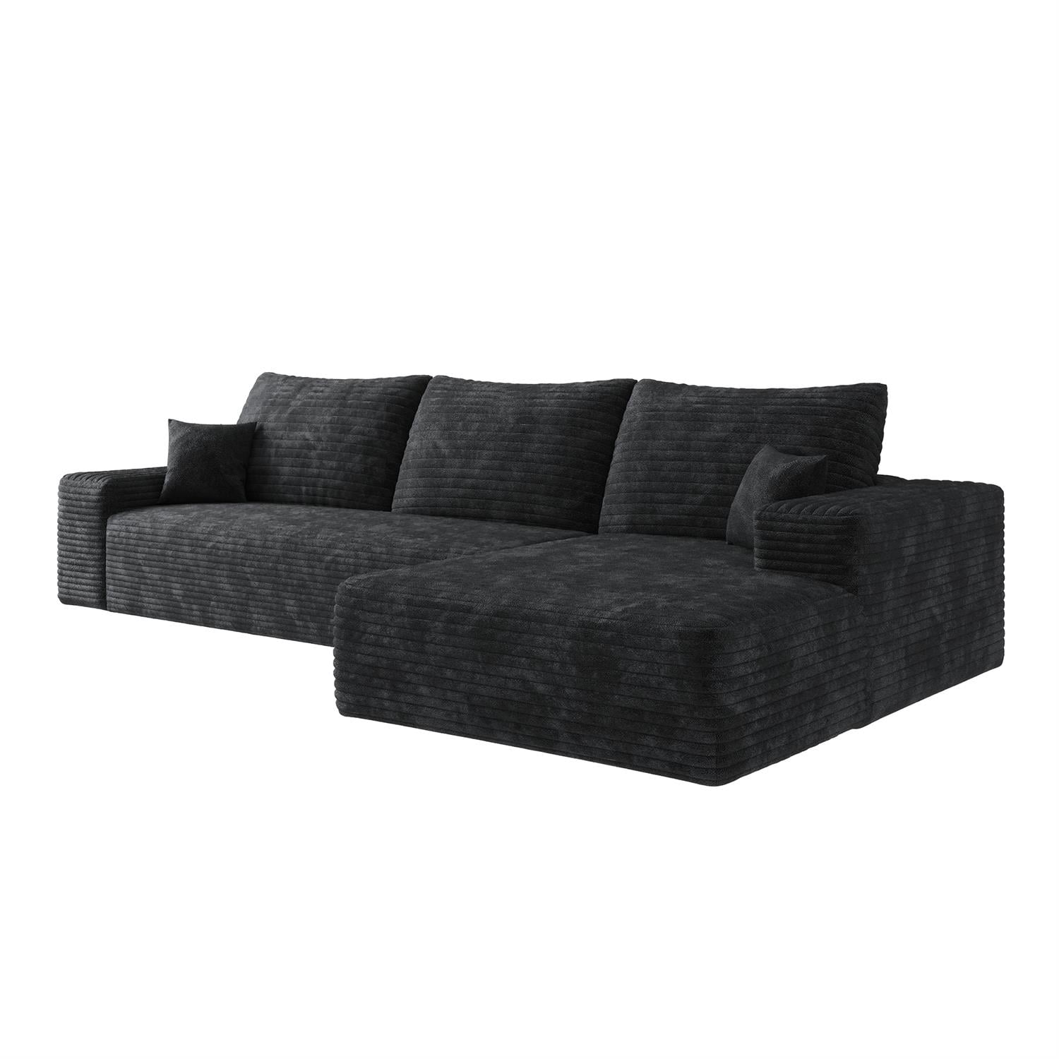 Demi Bonn Modern 107" Cloud Sectional Sofa, L-Shape Chaise, Deep Seat Modular Couch for Living Room & Bedroom, No Assembly Needed, Black