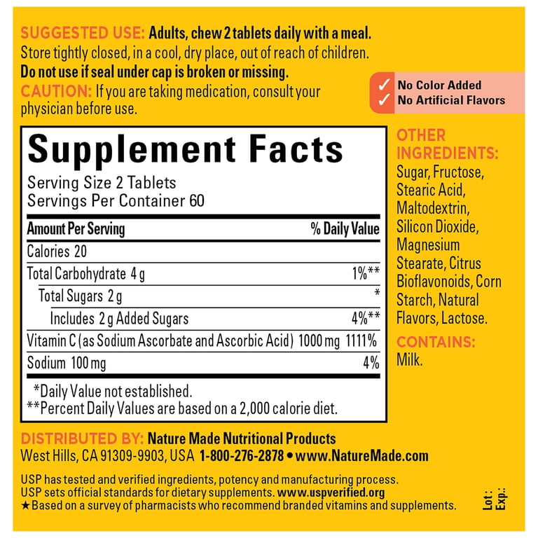 Nature Made Extra Strength Vitamin C 1000 mg Chewable, Orange, 120 Count photo 3