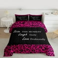 thumbnail image 2 of jejeloiu Inspirational Quote Theme Bedding Comforter Set,Wild Cheetah Texture Twin Comforter Sets,Hotpink Black Bedding Set For Girls Boys,Microfiber Bedroom Decor Reversible,2pcs, 2 of 8