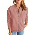 thumbnail image 2 of Women Zip Up Long Sleeve Casual Solid Color Loose Sweatshirts Jackets Outwear with Pockets, 2 of 5